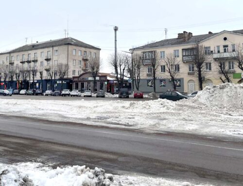 Прибирання талого снігу в Коростені